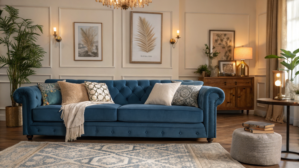 blue couch living room