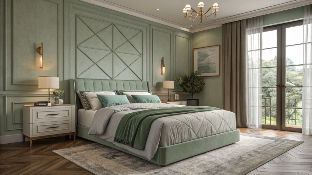 Sage Green and Grey Bedroom