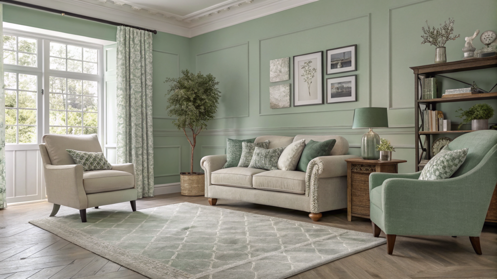 Sage Green and Grey Living Room