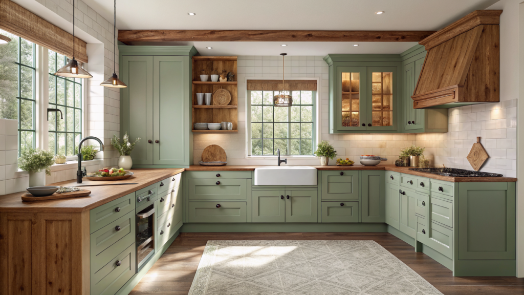 Sage Green and Wood Kitchen