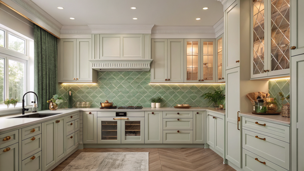 Sage Green Backsplash Kitchen