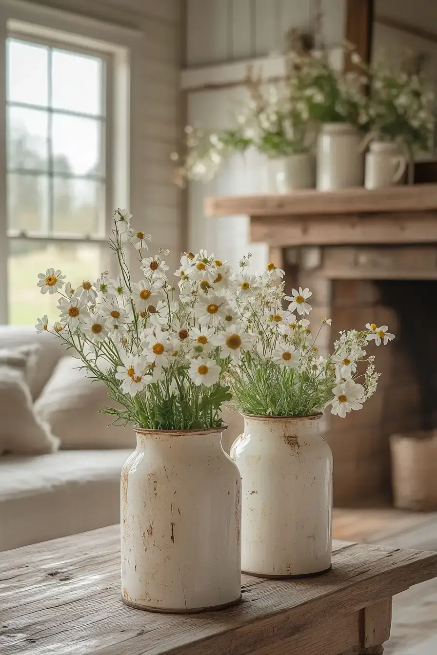 Rustic Blooms In Milk Cans