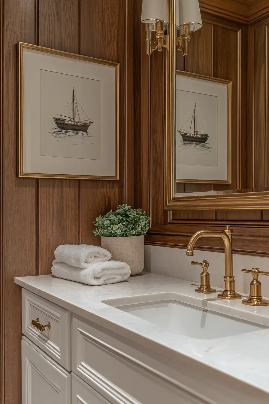 Aged Brass Powder Room