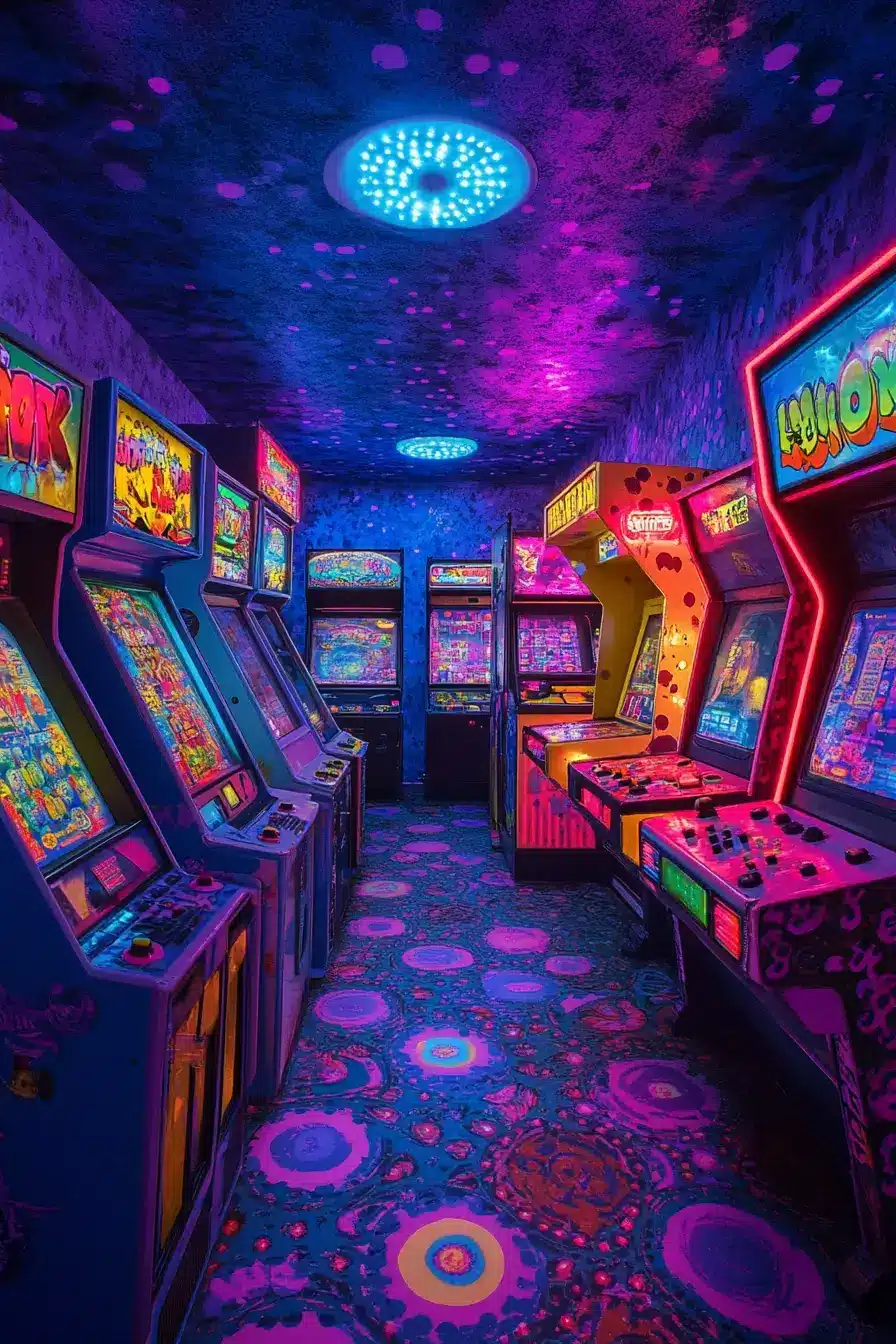 Retro Basement Game Room