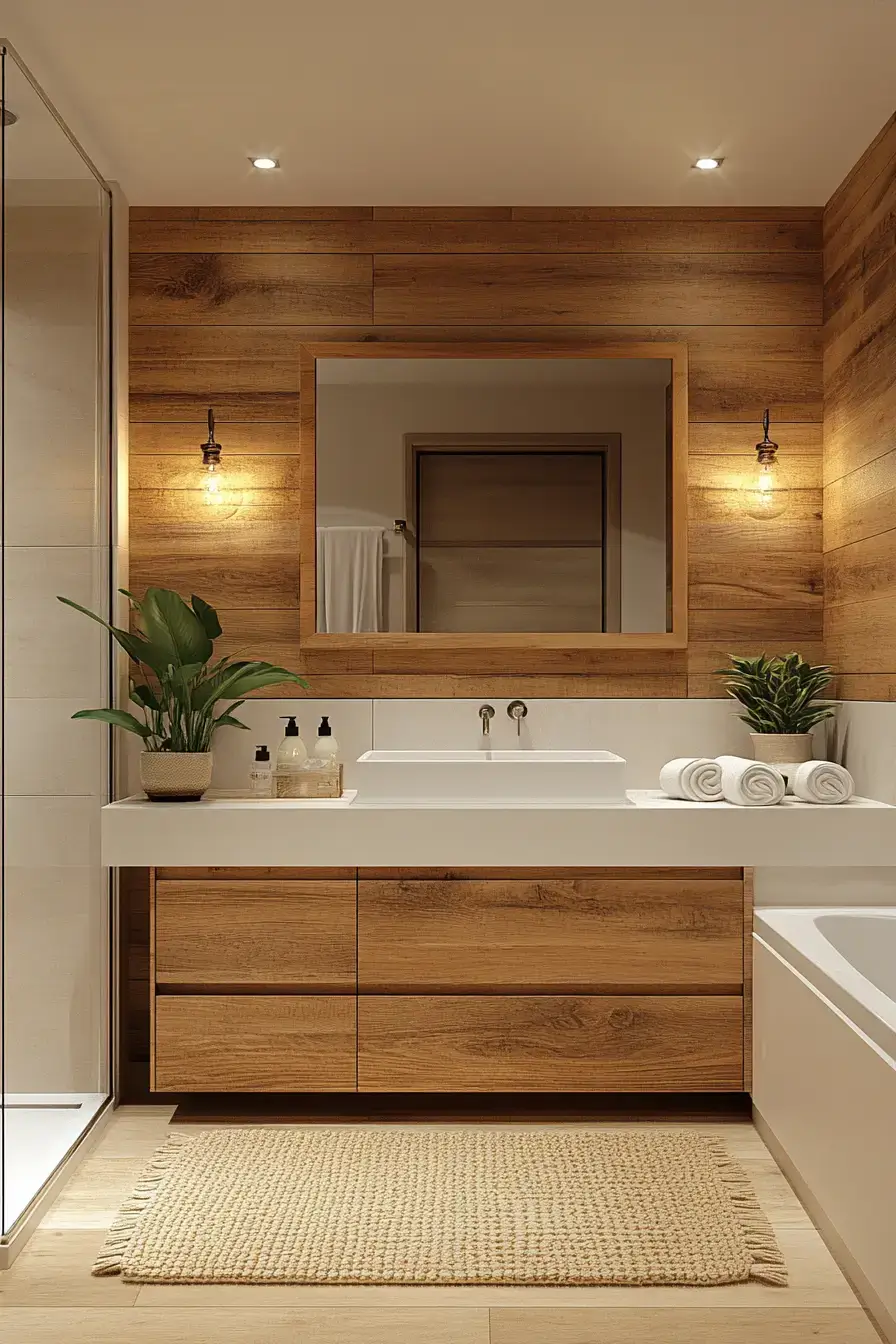Warm Wood Spa Bathroom
