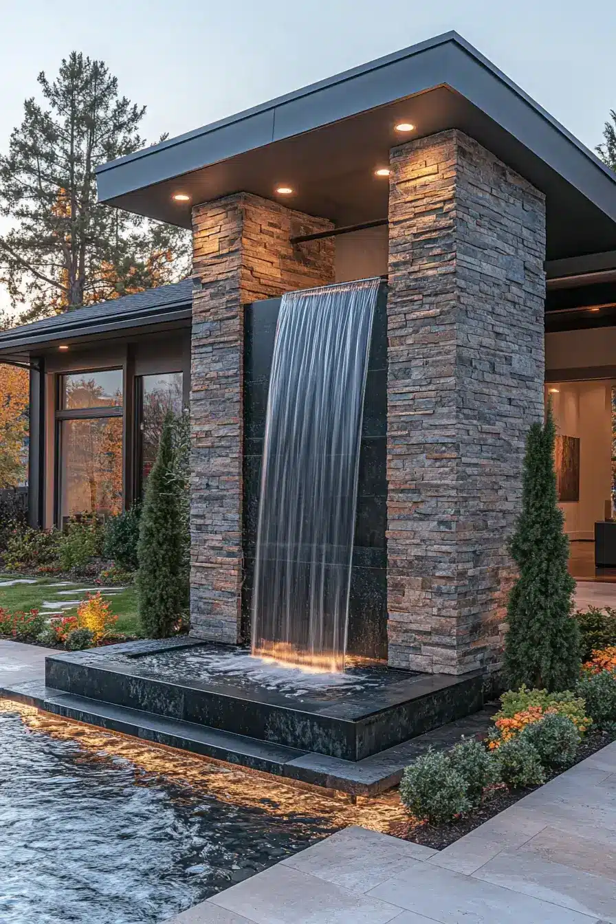 Sleek Fountain Garden Vista
