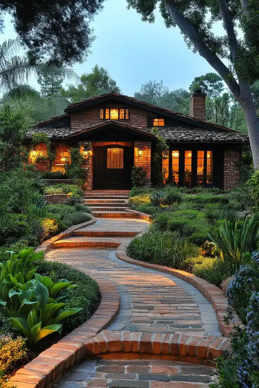Inviting Brick Front Landscape