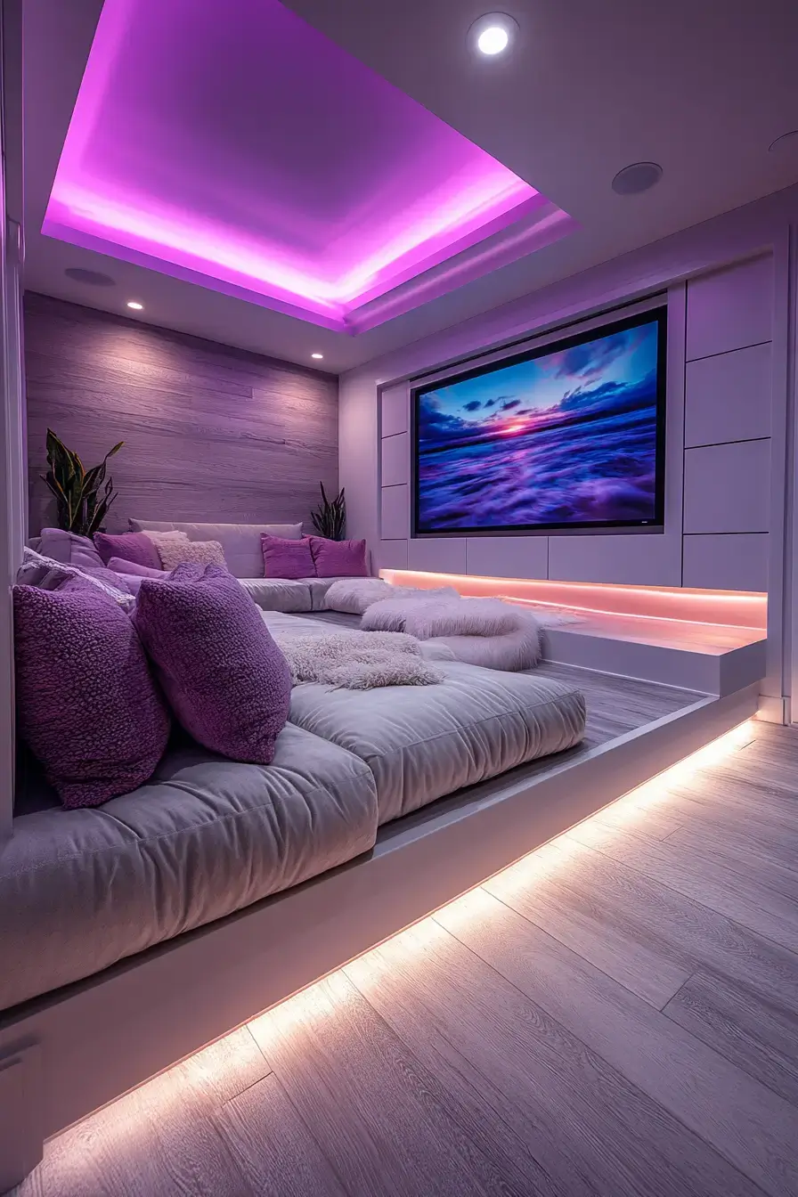 Futuristic Basement Entertainment Room