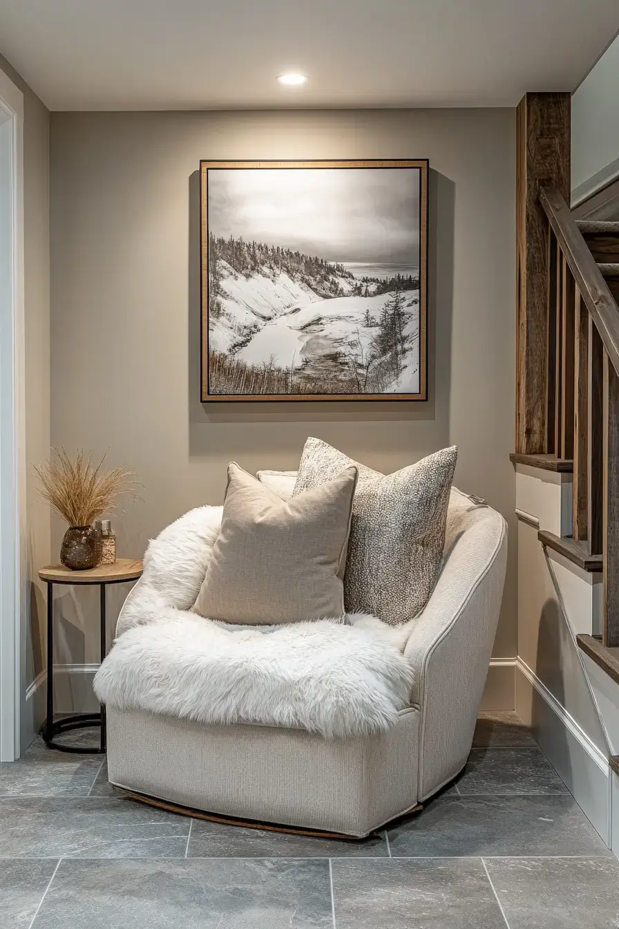 Plush Basement Reading Retreat