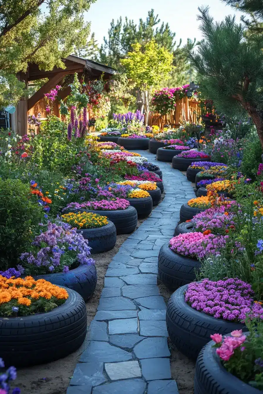 Colorful Tire Blooms