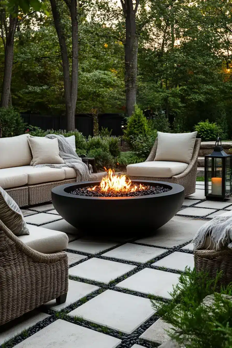 Modern Paver Hearth
