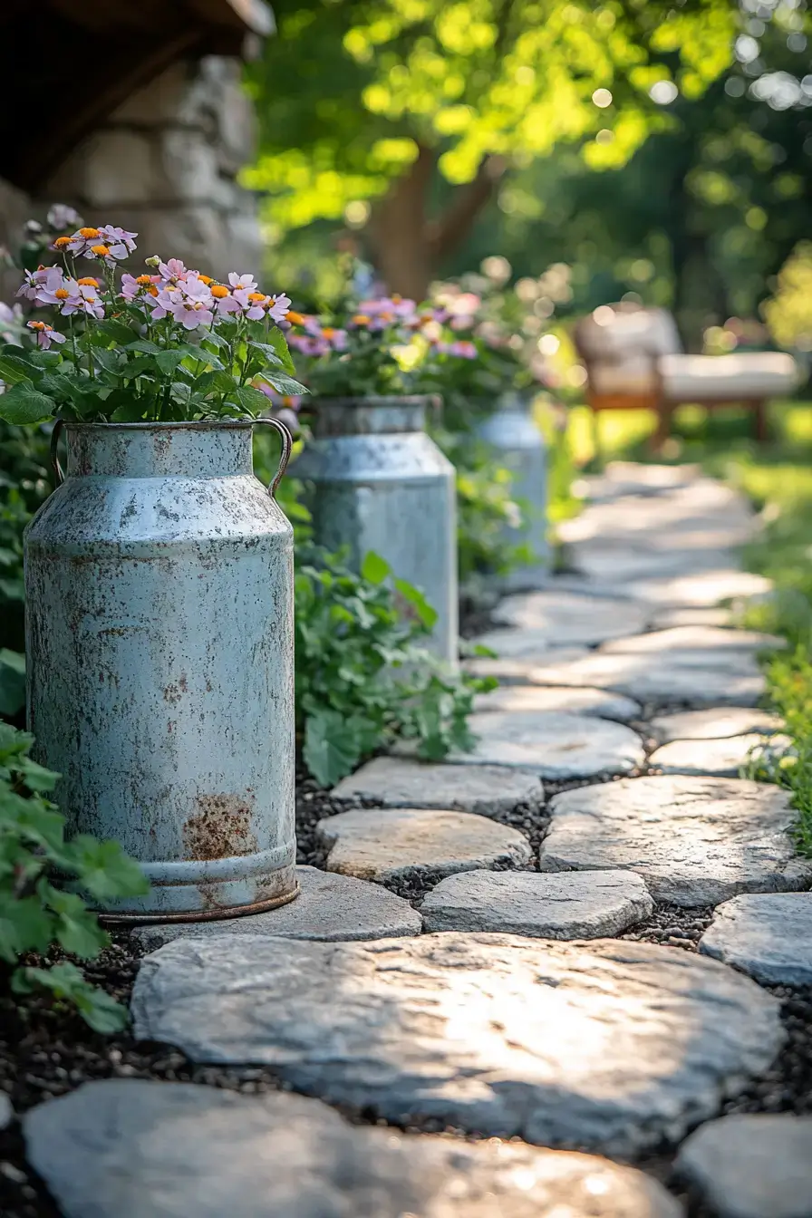 Galvanized Outdoor Milk Decor