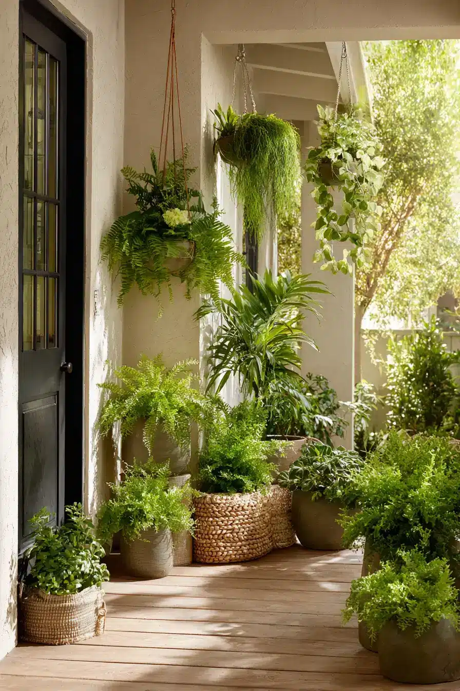 Lush Green Front Porch Display